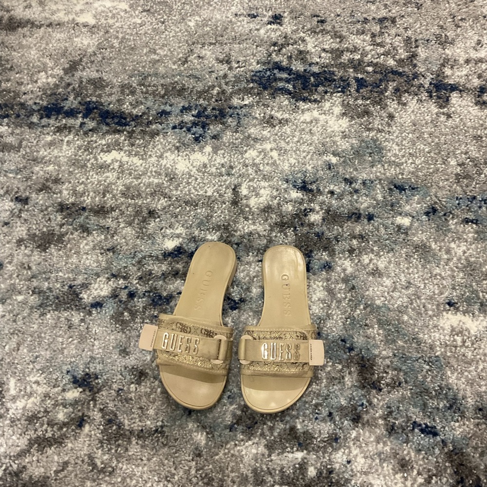 Guess Women's Shimmering Gold Slide Sandals